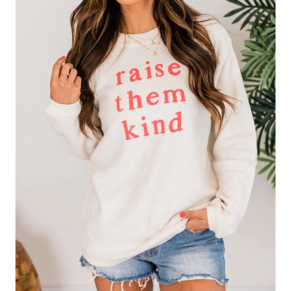 MV Sport Raise Them Kind Ivory Corded Sweatshirt size medium